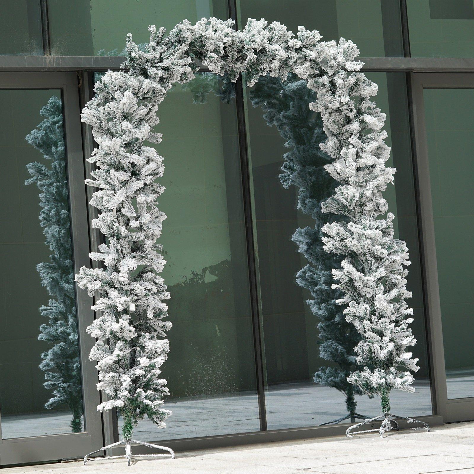 Indoor 8ft Flocked Christmas Tree Doorway Arch With Snow Tips